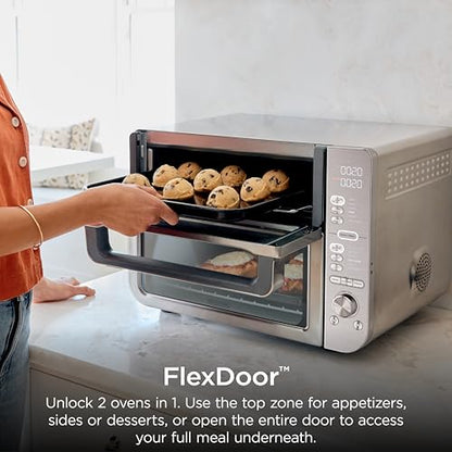 Ninja Air Fryer & Toaster Oven Combo with Thermometer | Double Stack XL | 12-in-1 | Smart Finish & DualZone Technology Cook 2 Meals at Once | Air Fry, Bake, Broil, Reheat | Stainless Steel | DCT651