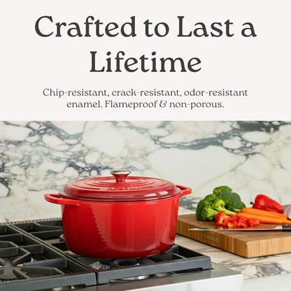 ROSSALLINI Signature Enameled Cast Iron Oval Dutch Oven | Non-Stick Serving Pot with Tight Fitting Lid for Perfect Roasting, Baking, Sauteing, and Bread Making | 5Q [Sage]