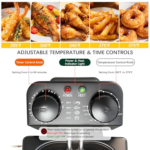 CATTLEMAN Deep Fryer with Oil Filtration, 1600W, 3L, Stainless Steel