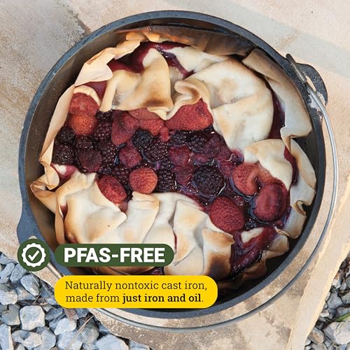 Lodge Pre-Seasoned Yellowstone Stamped Cast Iron Cookware - Use in the Oven, on the Stove, on the Grill, or Over a Campfire - Power Y 8 Quart Dutch Oven