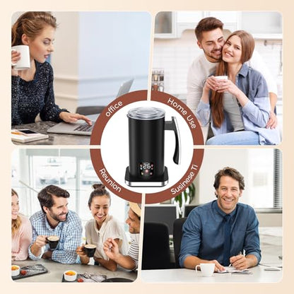 Automatic Milk Frother 6-in-1, Electric Milk Frother and Steamer 420ml, Milk Steamer and Frother for Latte, Coffee Frother Machine, Warm and Hot Chocolate Maker, Cold Foam Maker, Cappuccinos