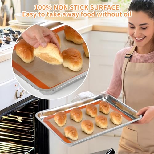 Luckyiren 2-Pack Silicone Baking Mats – Non-Stick Reusable BPA-Free Oven Liners, 100% Food-Grade Silicone, Fit Half Sheet Pans (16.54" x 11.62") for Cookies, Pastry & More