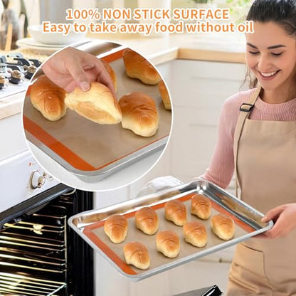Luckyiren 2-Pack Silicone Baking Mats – Non-Stick Reusable BPA-Free Oven Liners, 100% Food-Grade Silicone, Fit Half Sheet Pans (16.54" x 11.62") for Cookies, Pastry & More