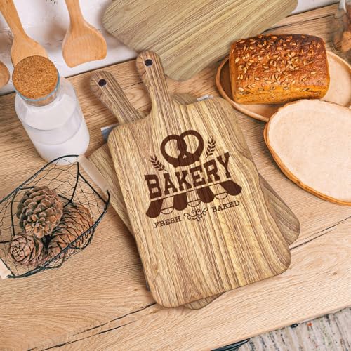 15 Pack Rubber Wood Cutting Board Bulk Wooden Serving Tray Kitchen Chopping Boards with Handle for Charcuterie Housewarming Gift (13.8 x 7 Inch)