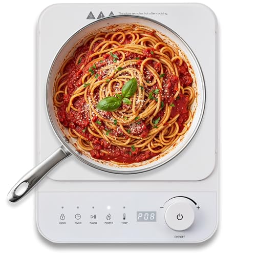 Elite Gourmet Slim Portable Induction Cooktop, 1500W Countertop Burner with 10 Power Levels & Temperature Control (140°F–465°F), Ultra-Slim 2" Design, Digital Touch Controls, Timer & Child Lock