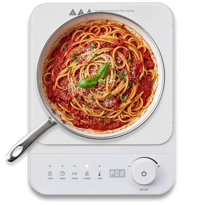 Elite Gourmet Slim Portable Induction Cooktop, 1500W Countertop Burner with 10 Power Levels & Temperature Control (140°F–465°F), Ultra-Slim 2" Design, Digital Touch Controls, Timer & Child Lock