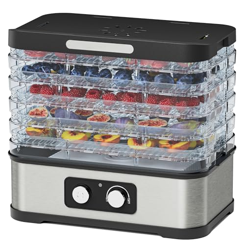 Konfintos Compact Food Dehydrator Machine for Jerky & Fruit, 250W Small Food Dryer, 5 Stackable BPA-Free Trays with Temperature Control for Beef and Deer Jerky, Mushroom, Herbs & Pet Treats, 72H Max
