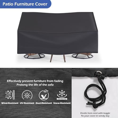 Wumiokio Patio Furniture Sets, 3 Pieces Wicker Outdoor Furniture - 360 Degree Swivel Rocking Chairs and Rattan Side Table for Garden,Porch,Backyard (Brown Wicker/Blue Cushion, 3PCS - Swivel Chairs)