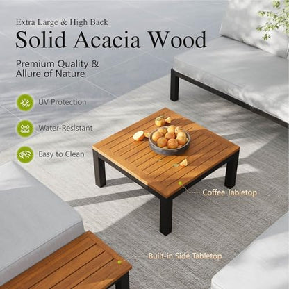 Sophia & William 8-Seat Metal Patio Sofa Sectional Set with Gray Cushions