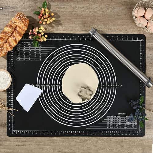 Non-Slip Silicone Pastry Mat Jumbo 31''by 24'' for Non Stick Baking Mats, Table/Countertop Placemats, Dough Rolling, Kneading/Fondant/Pie Crust Pad by Super Kitchen