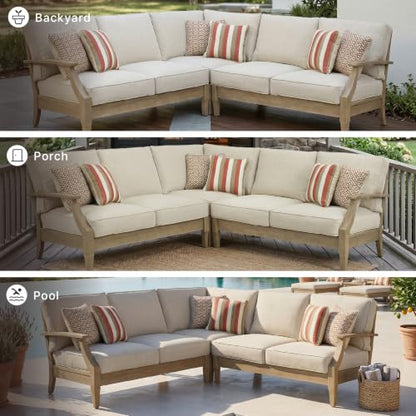 Signature Design by Ashley Clare View 3-Piece Wood Patio Sectional, Beige