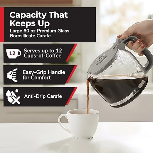 MUELLER HOME 12-Cup Drip Coffee Maker, Gray