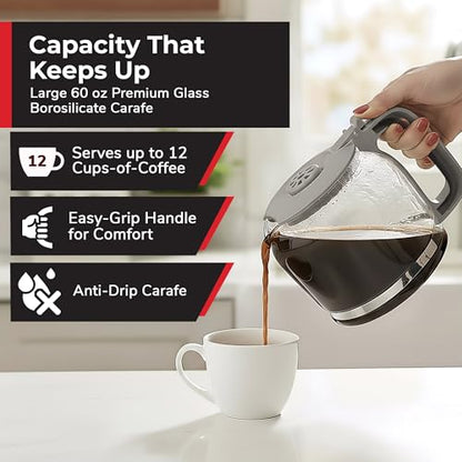 MUELLER HOME 12-Cup Drip Coffee Maker, Gray