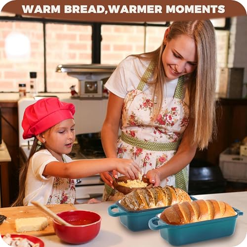 Articasting Cast Iron Loaf Pan With Lid, Enameled Bread Loaf Pan For Homemade Bread Sourdough, 2 In 1 Loaf Pans For Baking Bread 9x5, Even Heating Bread Dutch Oven, Teal