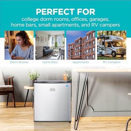 BLACK+DECKER 1.7 Cu. Ft. Compact Refrigerator, BCRK17V, Stainless Look