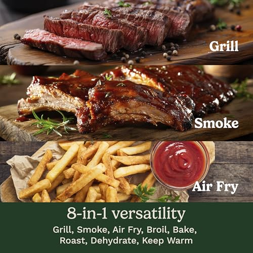Cuisinart FlavorBoost™ 8-in-1 Outdoor Electric BBQ Grill & Portable Smoker, Air Fryer Grill Combo with Smart Probe, Smoke Drawer, 154 sq. in., Patio & Balcony Grill for Apartments, CEG-1302