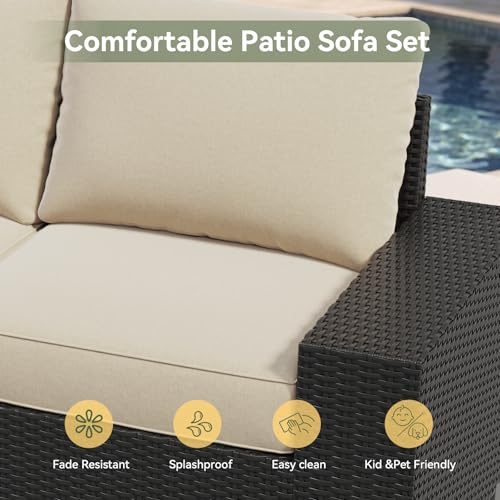 Aoxun 10-Piece Widen Armrests Patio Furniture Set with 44" Fire Pit Table