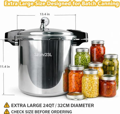 KILOGORGE 24qt pressure canner and canning pressure cooker with gauge,14.5PSI,practical 7pc Canning Supplies Starter Set,compatibility gas and induction cooktops, pressure cooker for canning (GREEN)