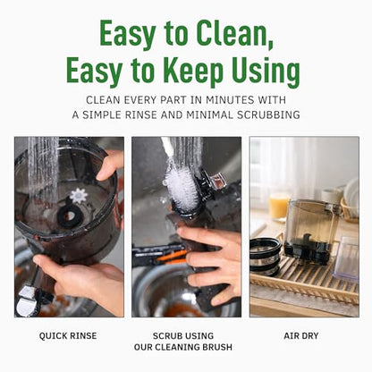 Kuvings AUTO10 Cold Press Juicer Machine – Self-Feeding for Hands-Free Use – Easy to Clean, Quiet 240W Motor, 100 oz Large Masticating Juicer – Designed for Silky Juice with Low Pulp – Silver