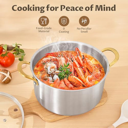 BEZIA 6 Quart 3-Ply Stainless Steel Stockpot, Soup Pot with Lid in Fully Clad Tri-Ply Stainless Steel, Even Heat Distribution, Cooking Pot with Handles, All Cooktops Compatible, Perfect for Stew
