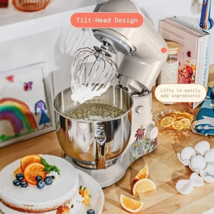 Wonderful Kitchen Stand Mixer 5.3 Qt Bowl, 12 Speeds Tilt-Head, Dough Hook Flat Beater Whisk for Baking Tasks Metal Build for Baking (Wildflower Porcini Taupe)