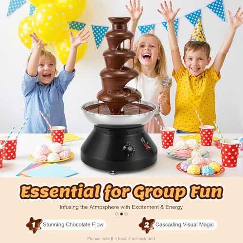Commercial Chocolate Fountain Machine 5-Tier, 7 Lb Large Capacity Stainless Steel Melting Heater, 3000ml 230w 110v, for Hot Chocolate, Nacho Cheese, Liqueurs Electric, Christmas, Wedding, Party(Black)