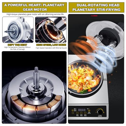JUXDZISHW Electric Self Stirring Pot Automatic Cooking Machine, 3500W 200-1000g Automatic Pot Stirrer for Cooking, 360° Rotating Stir Fry Machine, Multi-Function Kitchen Robot for Stewing & Frying