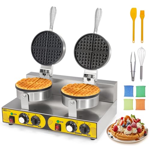 Dyna-Living Commercial Waffle Maker Double Head Waffle Iron for Restaurant