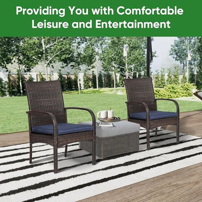 SAILARY Outdoor Wicker Patio Dining Chairs with Padded Cushions Set of 4: Porch Rattan Chairs Club Chairs with High Back and Deep Seating 350lbs, Brown