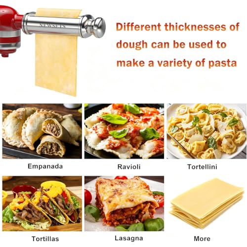 Pasta Roller for All KitchenAid Stand Mixer, Electric Dough Roller with 8 Different Thickness Adjustments, Stainless Steel Pasta Paker Attachment Kitchen Aid Accessories and Attachments