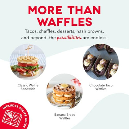 Dash Mini Waffle Maker- Compact Electric Iron for Creative Homemade Treats - Nonstick Surface - Easy-to-Clean - Perfect for Kids & Families - Red