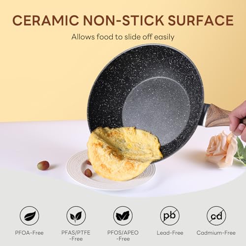 NEWBULIG 17-Piece Pots and Pans Set, Nonstick Cookware Set with Detachable Stay-Cool Handle, Non toxic Induction Kitchen Cooking Set, Dishwasher ＆ Oven Safe, RV Friendly, Black