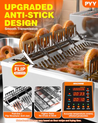PYY Commercial Automatic Donut Maker Machine, 1800W 4 Rows, 1800 PCS/Hr