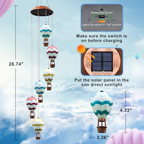 Singingarden Solar Wind Chimes for Outside - Solar Lights Outdoor Decor Gifts for Women Mom Grandma Birthday Gifts