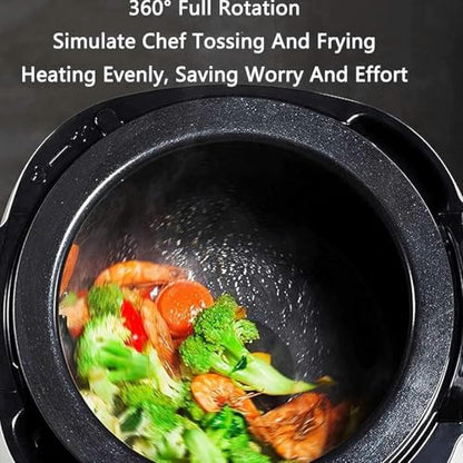 Wzglod Auto Cooking Machine, Commercial Food Processor with Soup Spoon, Multifunctional Cooker Stir Fry Machine for Home Kitchens Restaurant, 6L Pot Capacity and 3 Gears Firepower