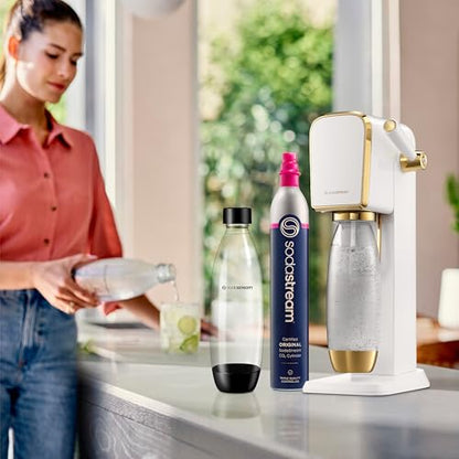 SodaStream Art Sparkling Water Maker (White/Gold) with CO2 and Carbonating Bottle