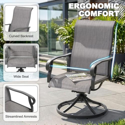 NUU GARDEN 2-Piece Patio Swivel Chairs, Swivel Dining Set, Light Gray