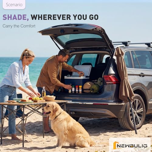 NEWBULIG 7.5FT Patio Umbrella, Outdoor Table Umbrellas with Push Button Tilt and Crank, 6 Sturdy Ribs, Waterproof, UV Protection and Fade Resistant, for Pool, Garden, Market, Backyard