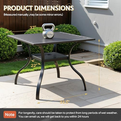 SUNCROWN 5-Piece Outdoor Patio Dining Set, All Weather Square Metal Table & 4 Dark Gray Swivel Textilene Mesh Chairs, Weather Resistant Patio Furniture for Deck Lawn Garden Backyard Poolside