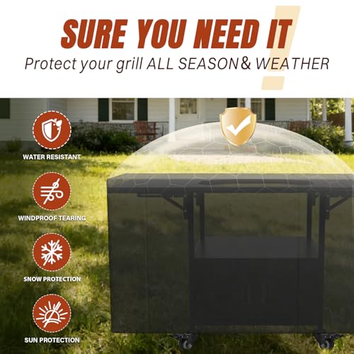 Outdoor Big Green Egg Grill Cart,Egg BBQ Grill with Dustproof Cover, 3-Duty Storage, 2 Sided Prep Table, 530Lbs&Heavy Duty Metal, Outside-in Easy assembly, Compatible with Big Green Egg,Kamado Joe