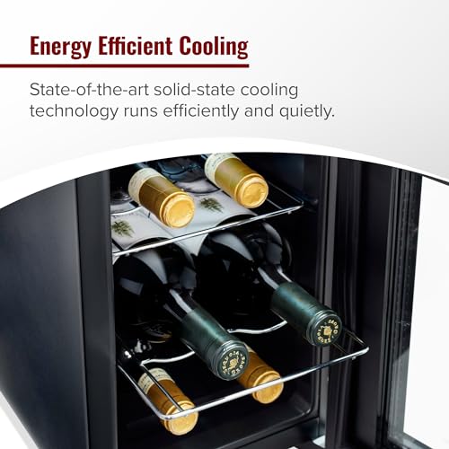 Wine Enthusiast 6-Bottle Countertop Wine Cooler – Compact Mini Fridge for Kitchen or Bedroom with 3 Shelves, Energy-Efficient Cooling, Adjustable Digital Temperature Control
