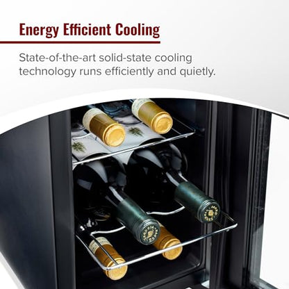 Wine Enthusiast 6-Bottle Countertop Wine Cooler – Compact Mini Fridge for Kitchen or Bedroom with 3 Shelves, Energy-Efficient Cooling, Adjustable Digital Temperature Control