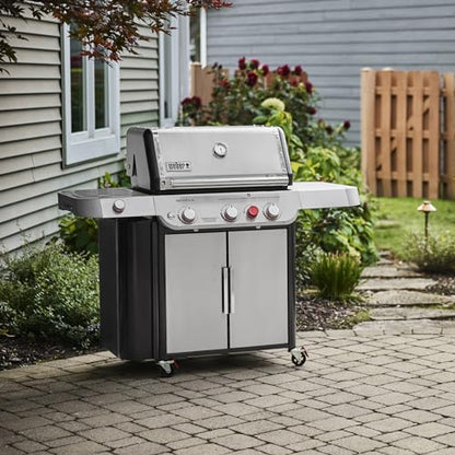 Weber Genesis S-335 Liquid Propane Gas Grill for Outdoor Cooking, Stainless Steel, 3 Burners and 1 Side Burner – Stainless Steel Cooking Grates, PureBlu Burners & Sear Zone