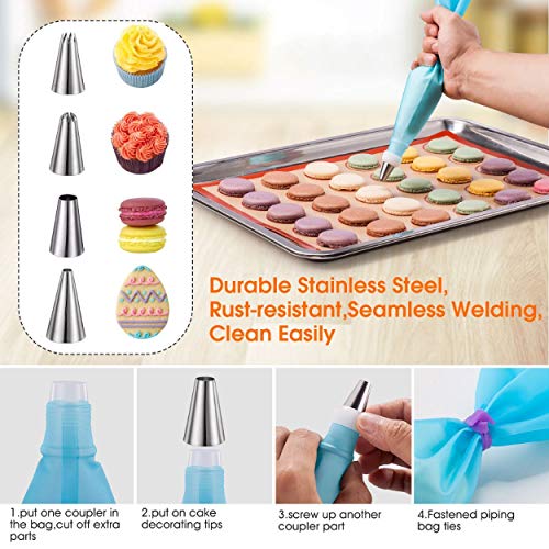 Macaron silicone baking mats - Macaroon Baking suppliers 1 Quarter Sheet + 2 Half Sheet Macaron Baking Mat,Macaron Baking Sheet,2 Piping Pastry Bag with Bag Tie,6 Piping Tips