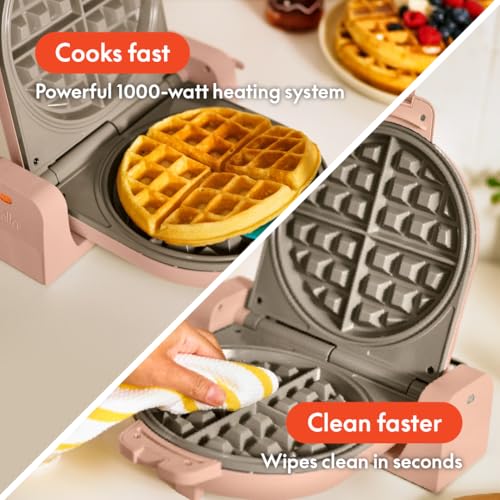 bella Fits-Anywhere™ Flip-n-Store Non-Toxic Belgian Waffle Maker, Blossom