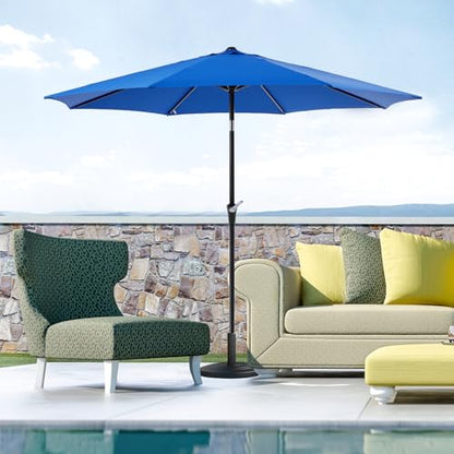 OLIXIS 9ft Patio Umbrella with Tilt and Crank Button & 8 Sturdy Ribs Waterproof, 9 Feet Patio Table Umbrella Perfect for Poolside, Terrace, Beach and Outdoor Restaurant, Blue