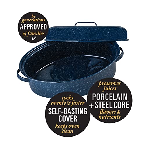 Granite Ware Limited Edition Large Covered Oval Roasting Pan, 18", Blue