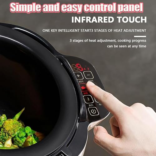 6L Automatic Cooking Machine,2000W auto Cooking Wok Fried Rice Machine,One-Click Smart Start, Three Speed Adjustable,360 ° Automatic Rotation, for Stir Frying,Stewing,Cooking,110V