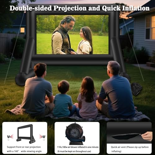 AZXRHWYGS 14 Feet Indoor and Outdoor Inflatable Blow up Mega Movie Projector Screen with Carry Bag for Front and Rear Projection
