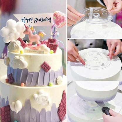 Cake Pin Sticks Set, 16 Pieces Plastic Cake Sticks Support Rods with 4 Cake Dividers for 6, 8, 10, 12 Inch Cakes, Plastic Cake Support Rods for Wedding Cake Building and Stacking (16)